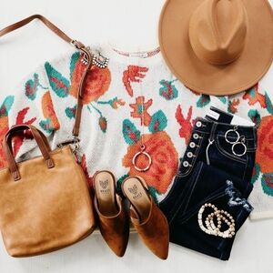 Feeling Fun Cream White Floral Sweater